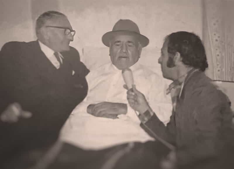 جناب دماوندی در میان جواد بدیع زاده و شاهرخ نادری - مصاحبه رادیویی در سن 100 سالگی