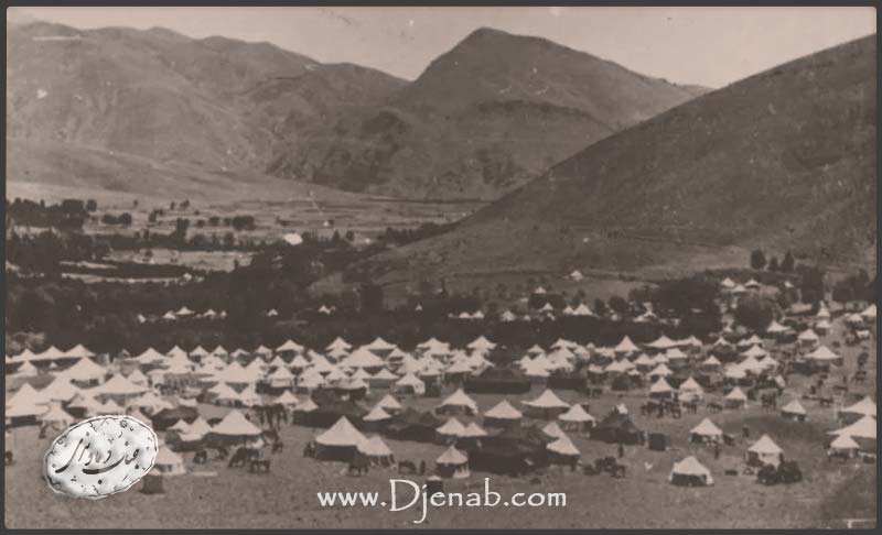 اردوی ناصرالدین شاه و درباریان قاجار در دشت های اطراف دماوند حین سفر از تهران به مازندران